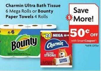 Family Dollar Charmin ultra bath tissue or bounty paper towels offer