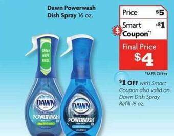 Family Dollar Dawn powerwash dish spray offer