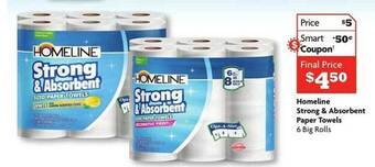 Family Dollar Homeline strong & absorbent paper towels offer