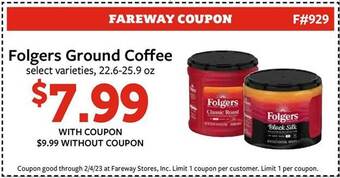 Fareway Folgers ground coffee offer