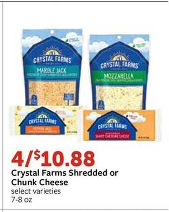 Fareway Crystal farms shredded or chunk cheese offer