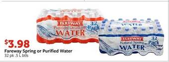 Fareway Fareway spring or purified water offer