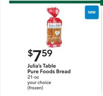 Publix Julia's table pure foods bread offer