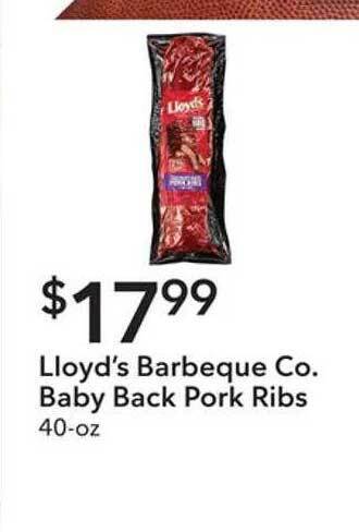 Publix Lloyd's barbeque co. baby back pork ribs offer