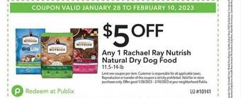 Publix Rachael ray nutrish natural dry dog food offer