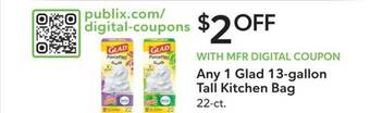 Publix Glad 13-gallon tall kitchen bag offer