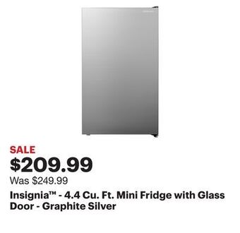 Best Buy Insignia™ - 4.4 cu. ft. mini fridge with glass door - graphite silver offer