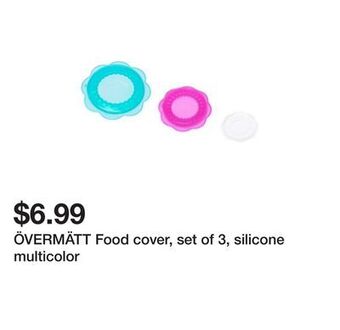 Ikea Övermätt food cover, set of 3, silicone multicolor offer