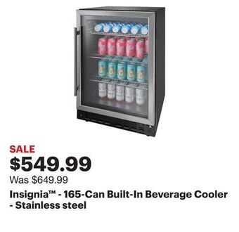 Best Buy Insignia™ - 165-can built-in beverage cooler - stainless steel offer
