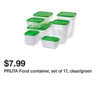 Ikea Pruta food container, set of 17, clear/green offer