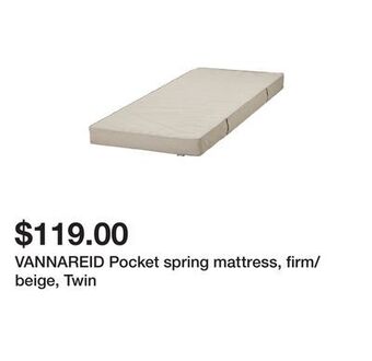 Ikea Vannareid pocket spring mattress, firm/beige, twin offer