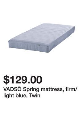 Ikea Vadsö spring mattress, firm/light blue, twin offer