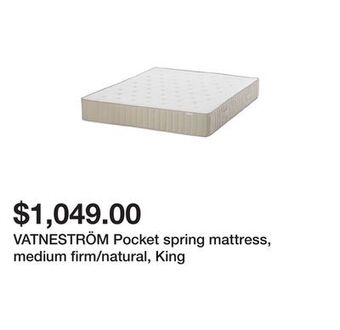 Ikea Vatneström pocket spring mattress, medium firm/natural, king offer