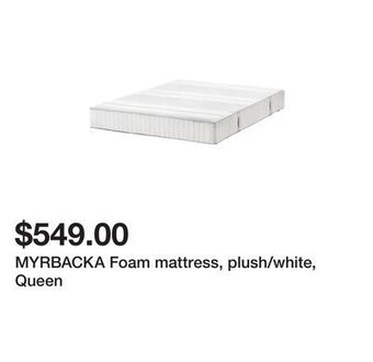 Ikea Myrbacka foam mattress, plush/white, queen offer