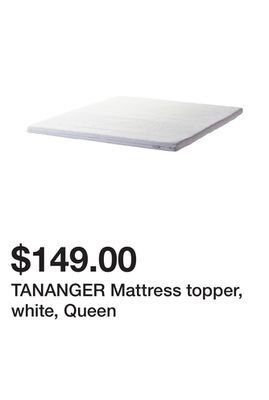 Ikea Tananger mattress topper, white, queen offer