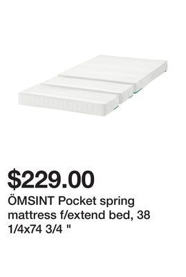 Ikea Ömsint pocket spring mattress f/extend bed, 38 1/4x74 3/4 " offer