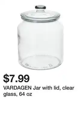 Ikea Vardagen jar with lid, clear glass, 64 oz offer
