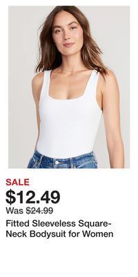 Old Navy Fitted sleeveless square-neck bodysuit for women offer
