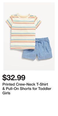 Old Navy Printed crew-neck t-shirt & pull-on shorts for toddler girls offer