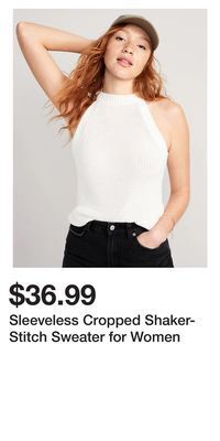 Old Navy Sleeveless cropped shaker-stitch sweater for women offer