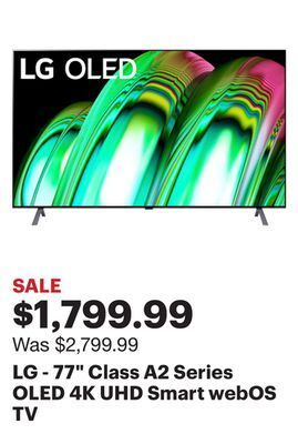 Best Buy Lg - 77" class a2 series oled 4k uhd smart webos tv offer