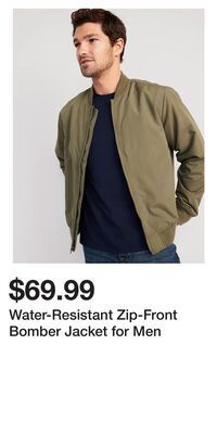 Old Navy Water-resistant zip-front bomber jacket for men offer