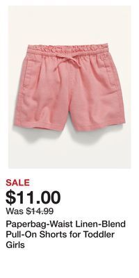 Old Navy Paperbag-waist linen-blend pull-on shorts for toddler girls offer