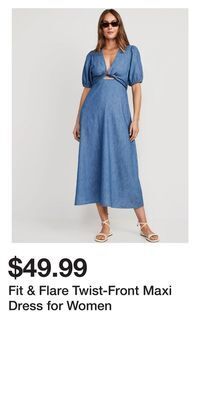 Old Navy Fit & flare twist-front maxi dress for women offer