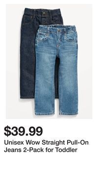 Old Navy Unisex wow straight pull-on jeans 2-pack for toddler offer