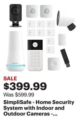 Best Buy Simplisafe - home security system with indoor and outdoor cameras - 17 piece system - white offer