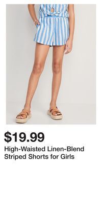 Old Navy High-waisted linen-blend striped shorts for girls offer
