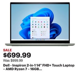 Best Buy Dell - inspiron 2-in-1 14" fhd+ touch laptop – amd ryzen 7 – 16gb memory – 512gb ssd - pebble green offer