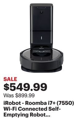 Best Buy Irobot - roomba i7+ (7550) wi-fi connected self-emptying robot vacuum - charcoal offer