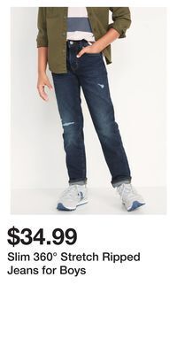 Old Navy Slim 360° stretch ripped jeans for boys offer
