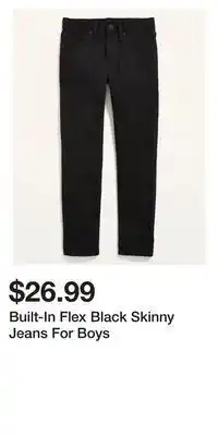 Old Navy Built-in flex black skinny jeans for boys offer