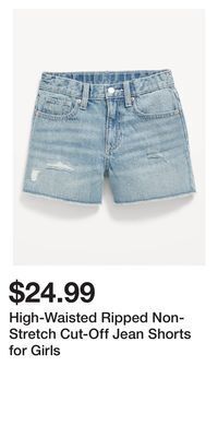 Old Navy High-waisted ripped non-stretch cut-off jean shorts for girls offer