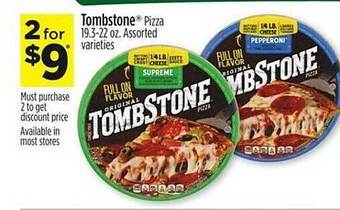 Dollar General Tombstone pizza assorted varieties offer