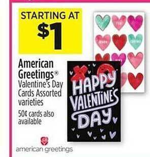 Dollar General American greetings valentine's day cards assorted varieties offer