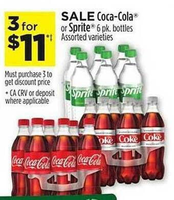 Dollar General Coca-cola or sprite 6 pk. bottles assorted varieties offer