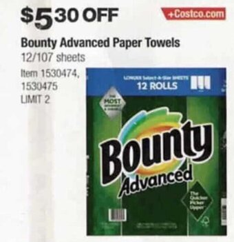 Costco Bounty Advanced Paper Towels offer