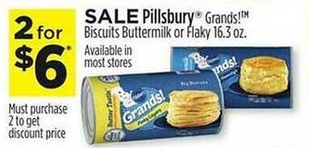 Dollar General Pillsbury grands! biscuits buttermilk or flaky offer