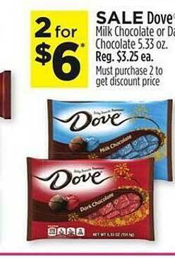 Dollar General Dove milk chocolate or dark chocolate offer