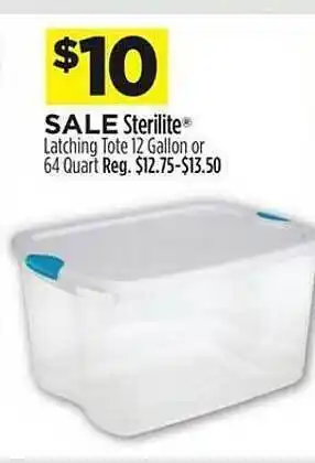 Dollar General Sterilite latching tote 12 gallon or 64 quart offer