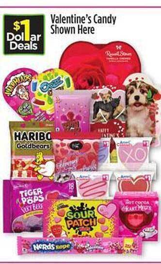 Dollar General Valentine's candy shown here offer