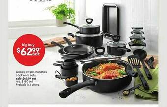 JC Penney Cooks 30-pc. nonstick cookware sets offer