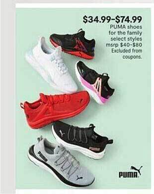 JC Penney Puma shoes for the family select styles offer