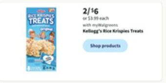 Walgreens Kellogg's rice krispies treats offer