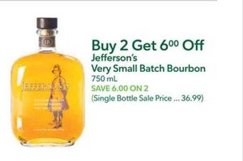 Publix Jefferson's very small batch bourbon offer