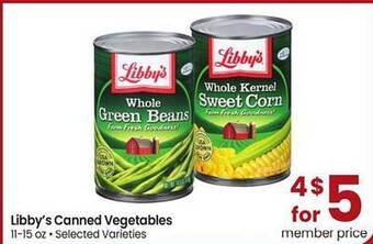 Albertsons Libby's canned vegetables offer