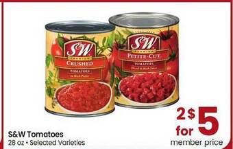 Albertsons S&w tomatoes offer
